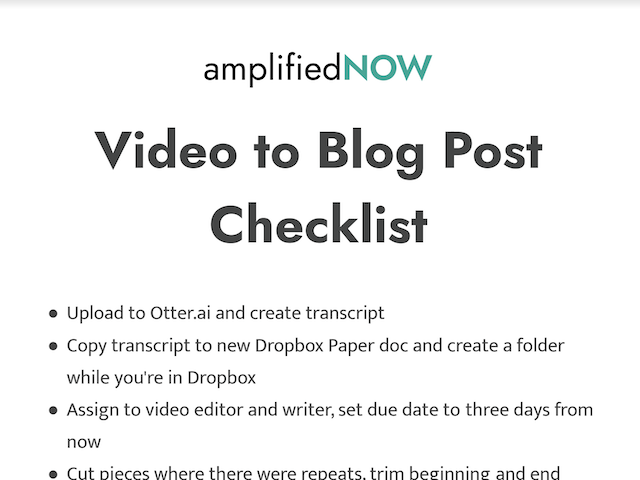 Video to Blog Post Checklist