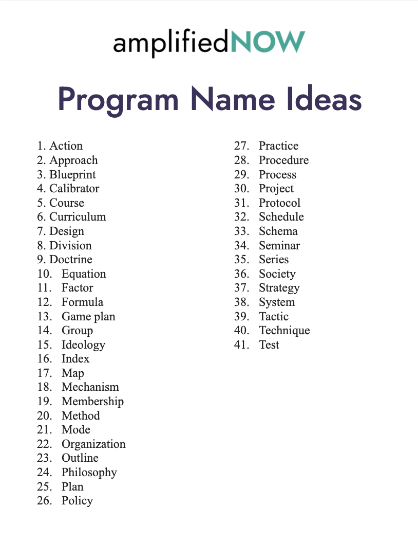 Program Name Ideas
