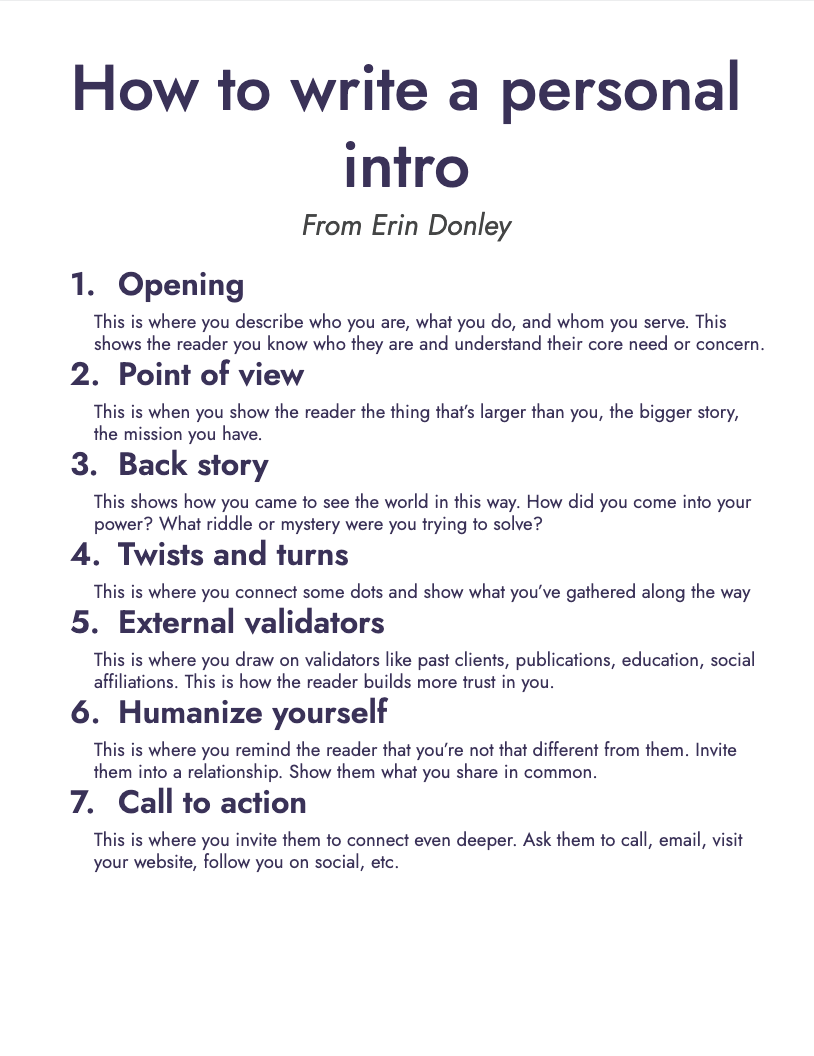 How to write a personal intro