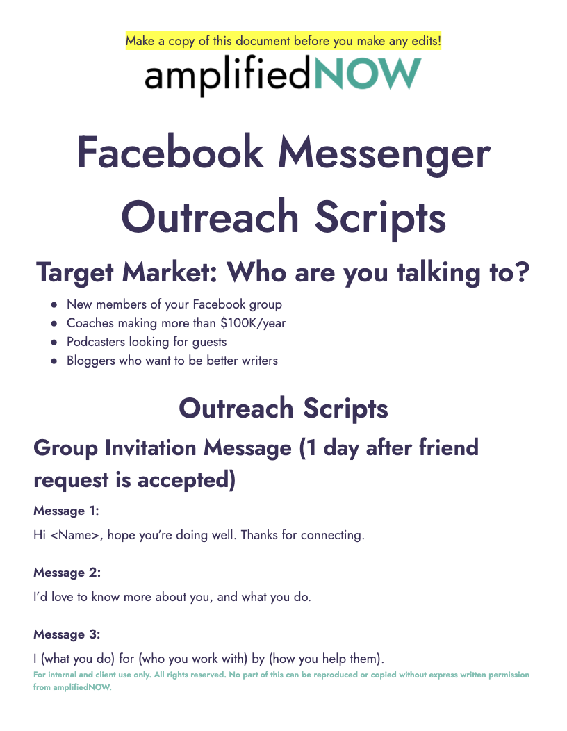 Facebook messenger outreach scripts