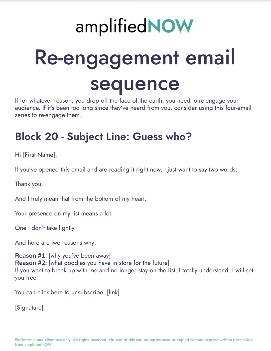 Re-engagment Email Sequence