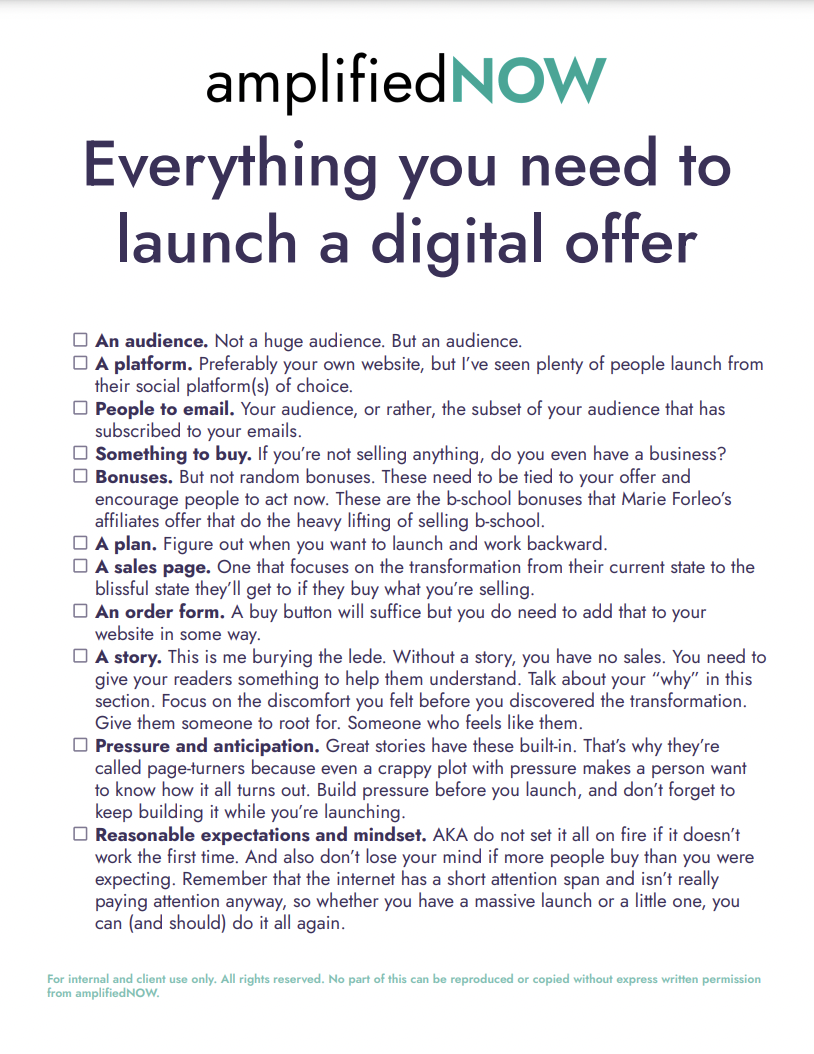 Everything you need to launch a digital offer