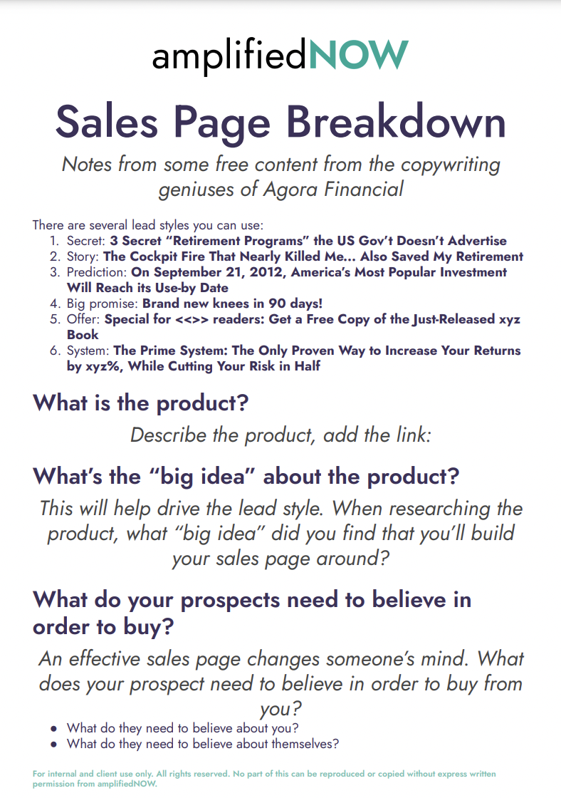 Sales page breakdown