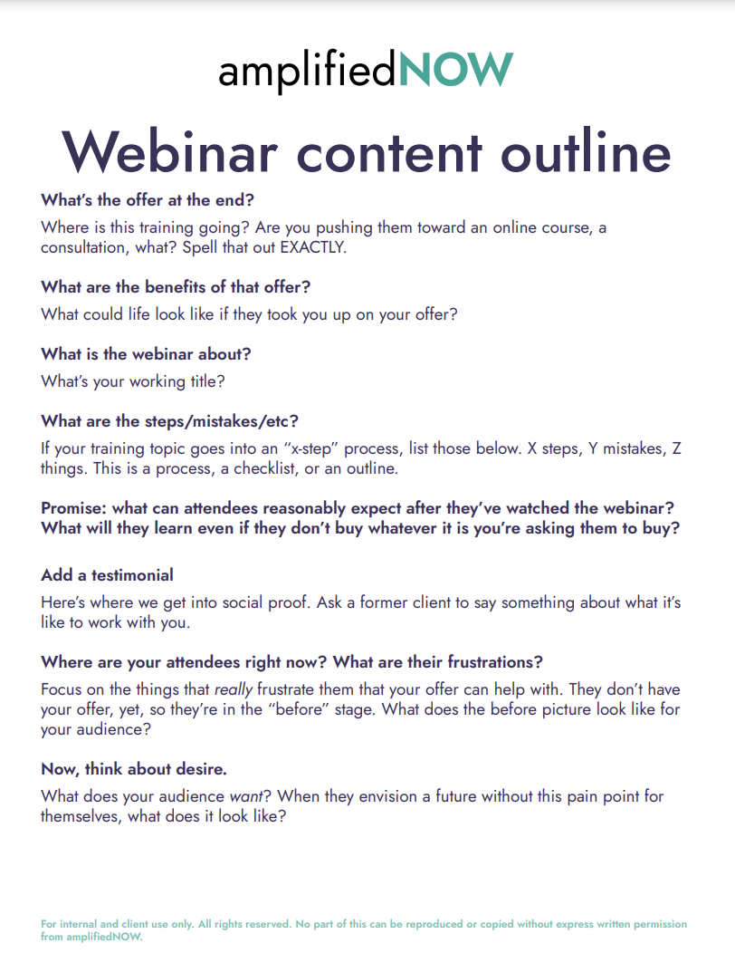 Webinar Content Outline