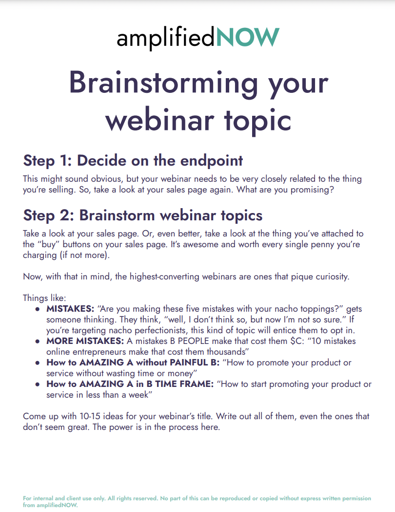 Brainstorming your webinar topic