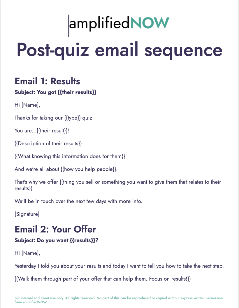 Post quiz email sequence